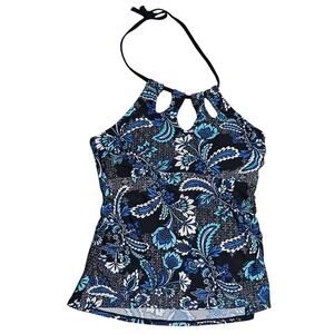 Island Waves Floral Print Multi Color Tankini with Padded Bra Womens Size 8 NWT